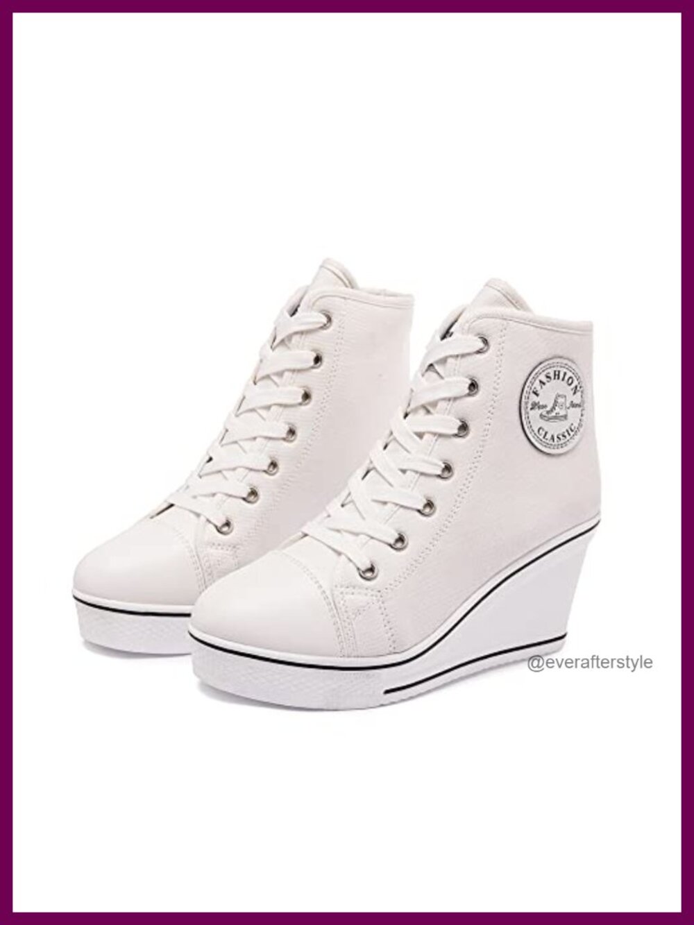 Canvas Wedge Sneakers High Top Lace Up Casual Shoes